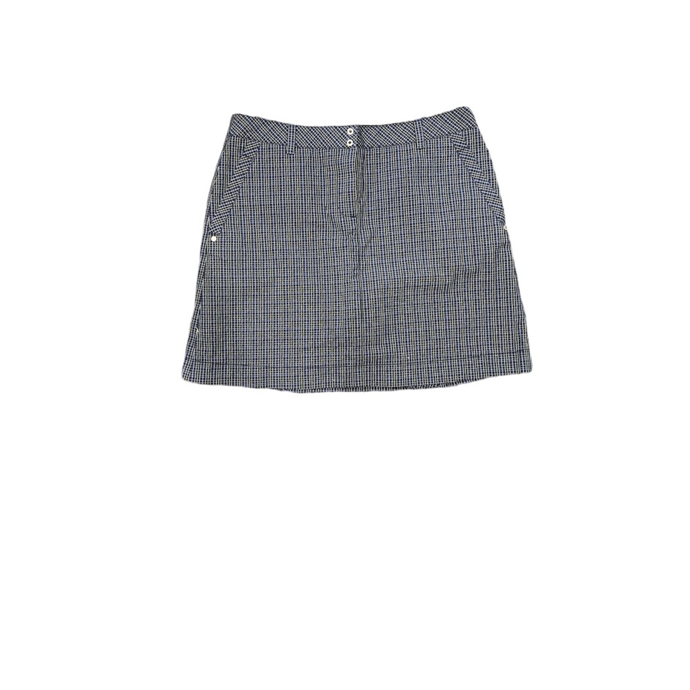 annika cutter and buck check patterned skort blue/black sz 8
